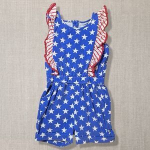 Olive Mae Patriotic Stars & Stripes Ruffle Romper Girls Size 10 July 4th *Play
